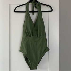 Target brand Kona Sol scoop back one piece halter swim suit